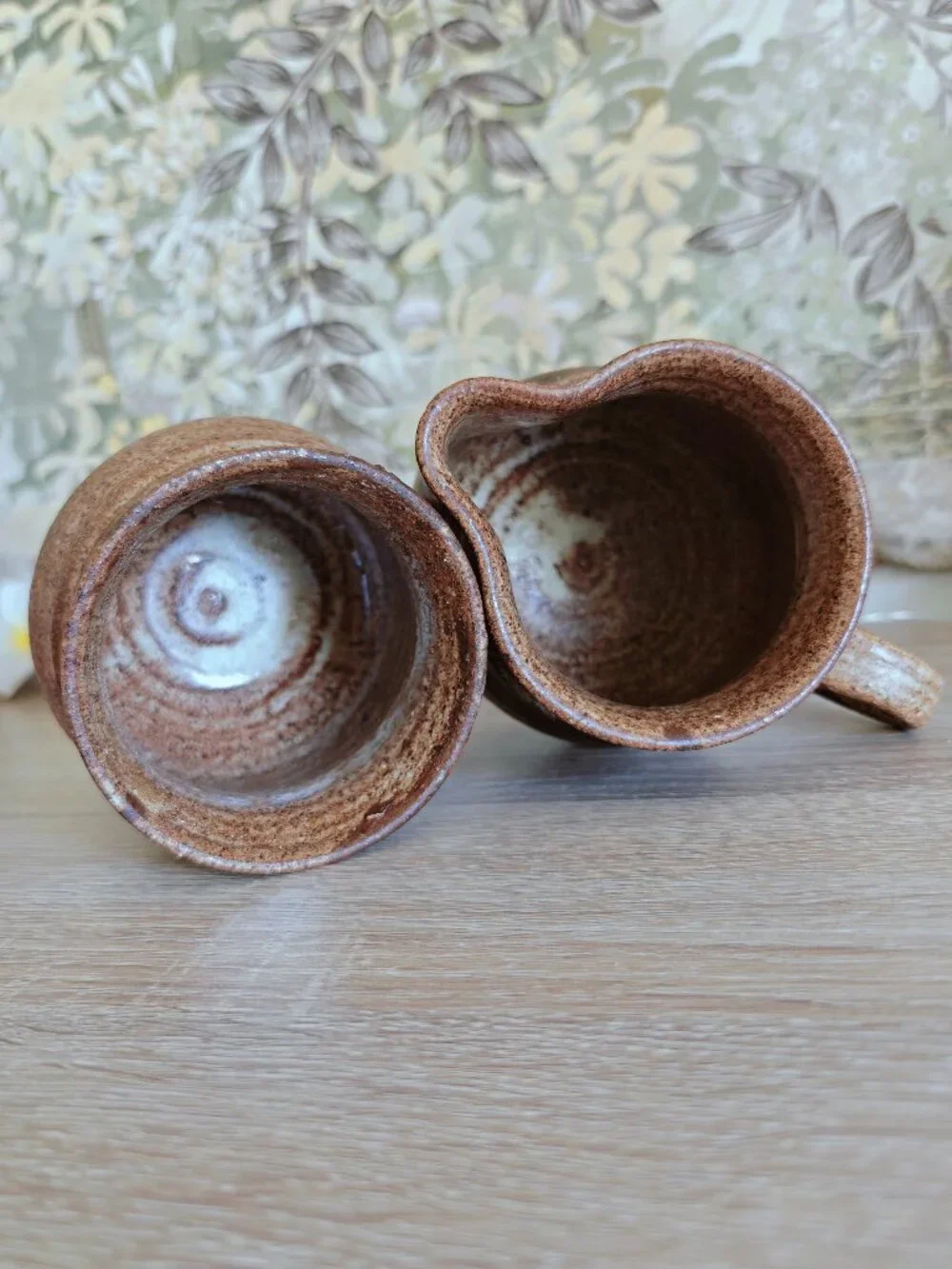Vintage Signed MW Studio Pottery Creamer & Sugar Bowl Set Wabi Sabi
